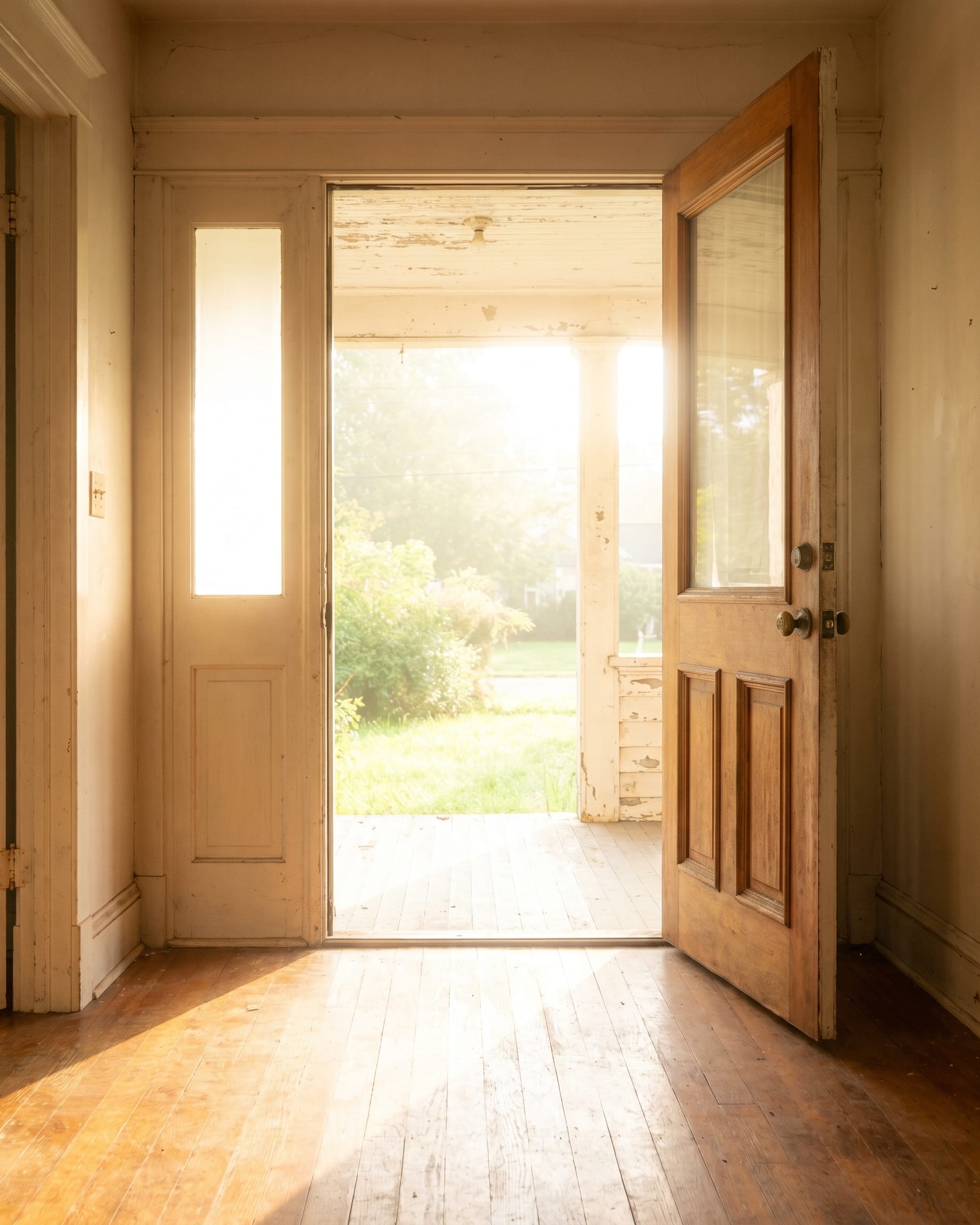 Morning light on the front door of a Fort Collins home